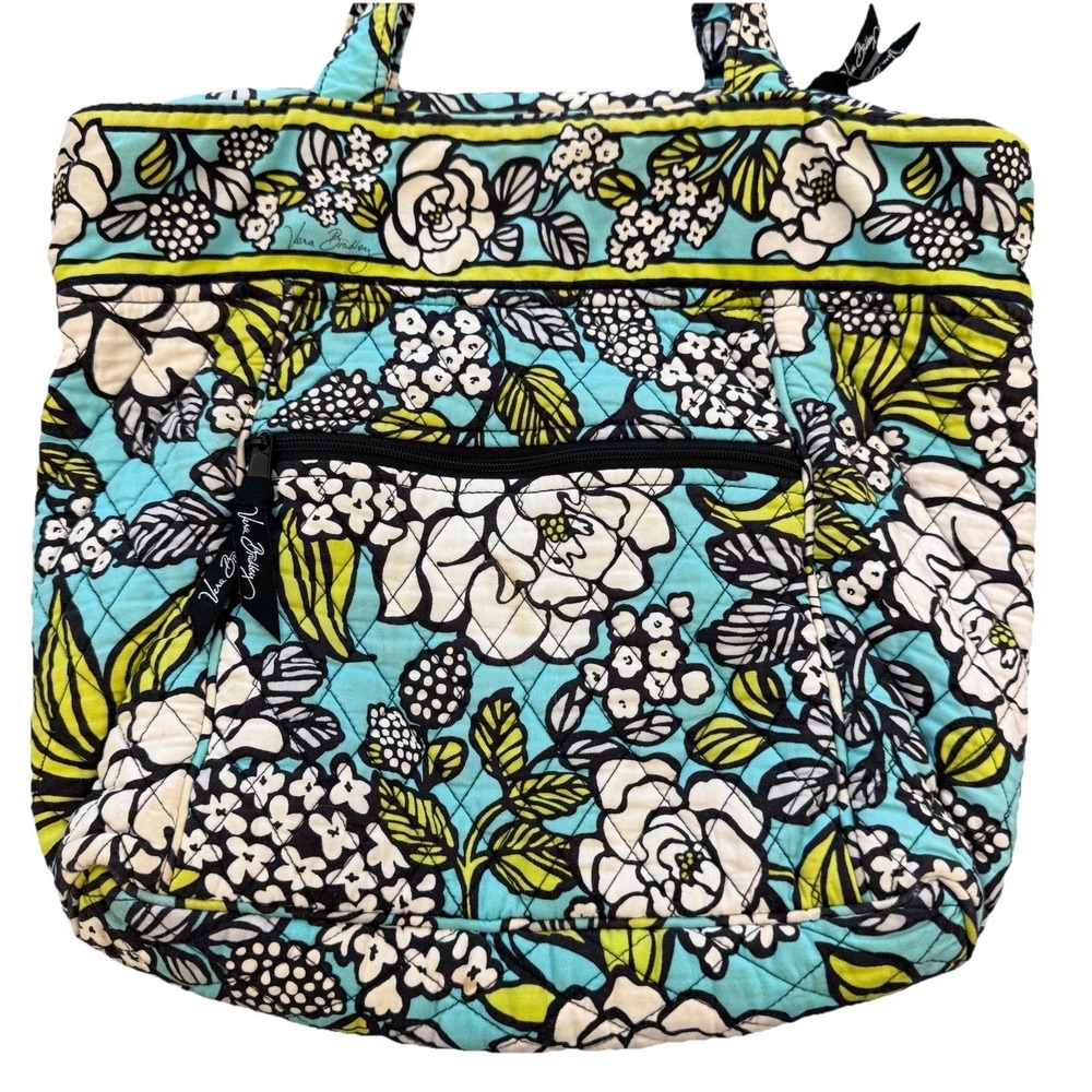 Vera Bradley Retired "Island‎ Blooms" Quilted Tote Purse Turquoise Green White